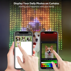 400LED Smart Curtain Lights Bluetooth APP Controlled DIY Text Pattern Animation Garland RGB LED String Lights Wedding Room Decor