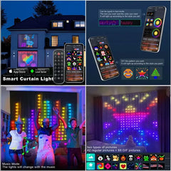 LED Decoration RGB curtain Smart Lights App Controlled String Fairy Lights DIY Pattern and Text Programmable Music Sync Reote